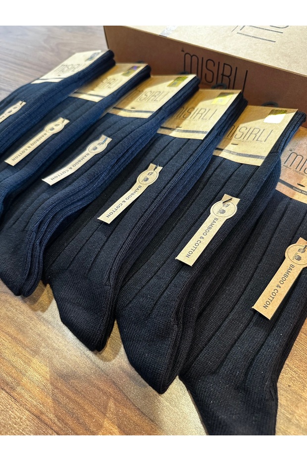 Men's Bamboo Cotton Seamless Comfortable Casual Winter Socks 6-Pack (Black)