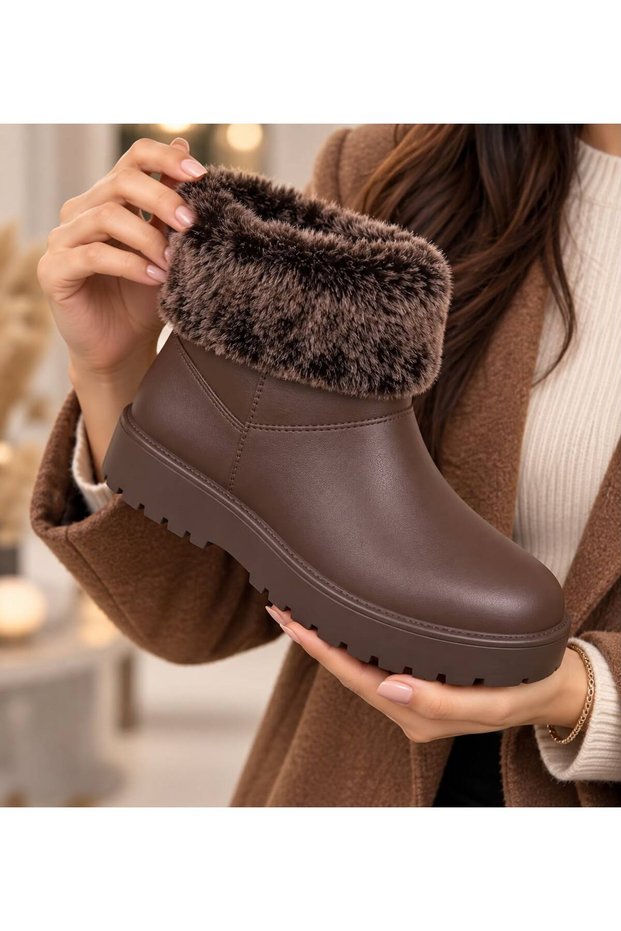 Eva Waterproof Fur Lined Thick Sole Ankle Women's Boots & Booties