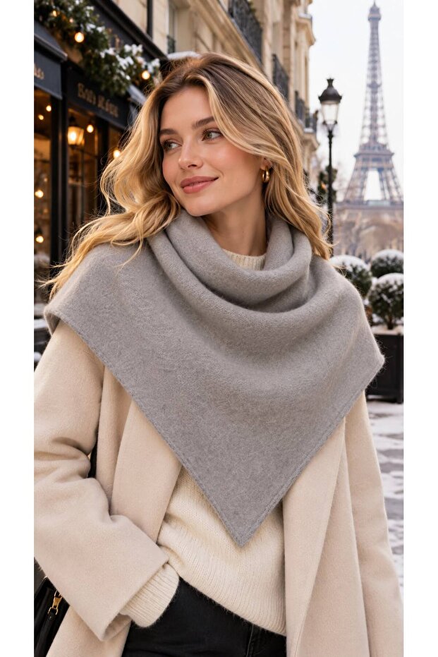 Gray Triangle Shawl 110X40 cm