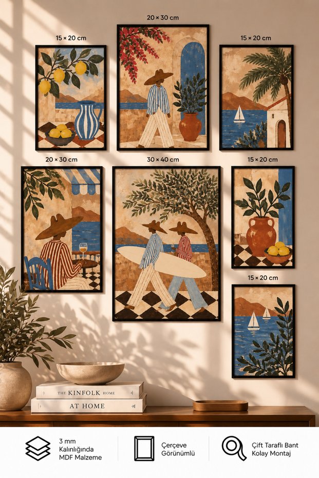 7-Piece Frame-Looking Modern Painting Set | Living Room, Office, Kitchen and Study Room Wall Decoration