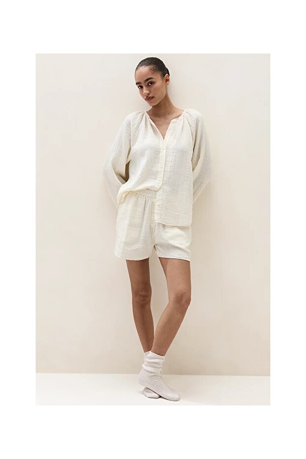 Organic Double Layer Cotton Muslin Boho Women's Short Pajama Set