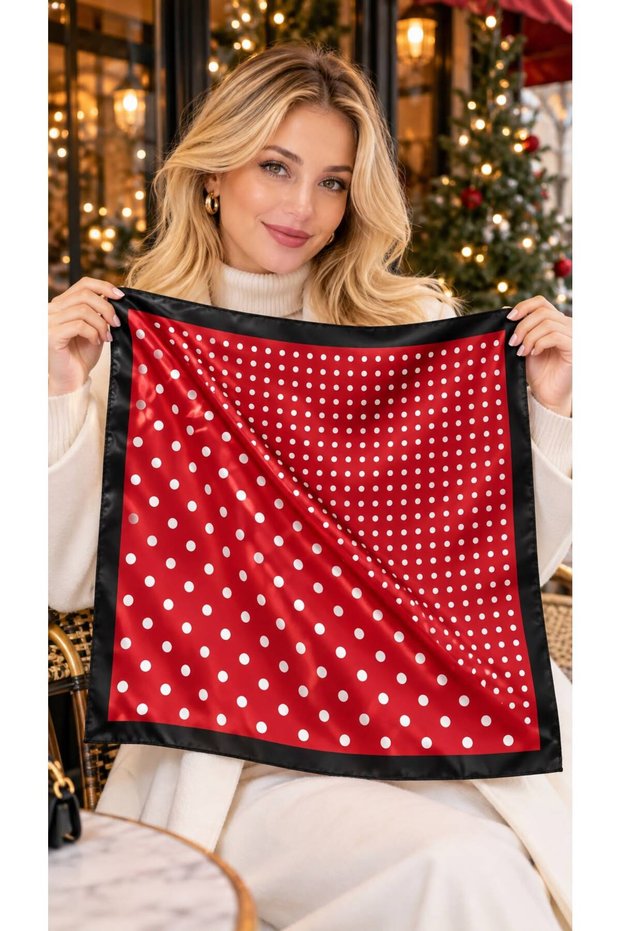 Flr27-03 Burgundy Polka Dot Women's Scarf 50X50 cm