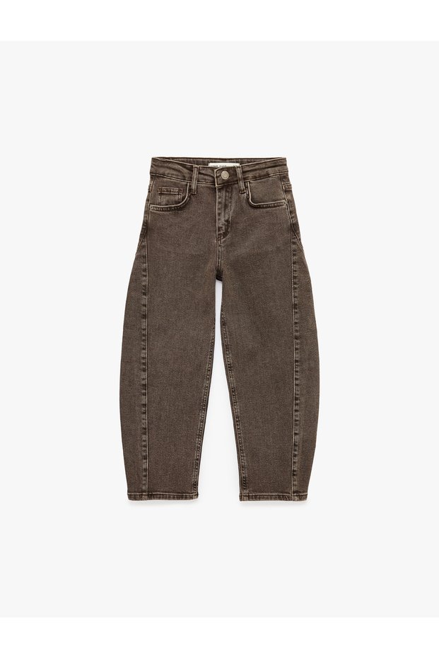 Comfortable Cut Cotton Denim Trousers with Pockets