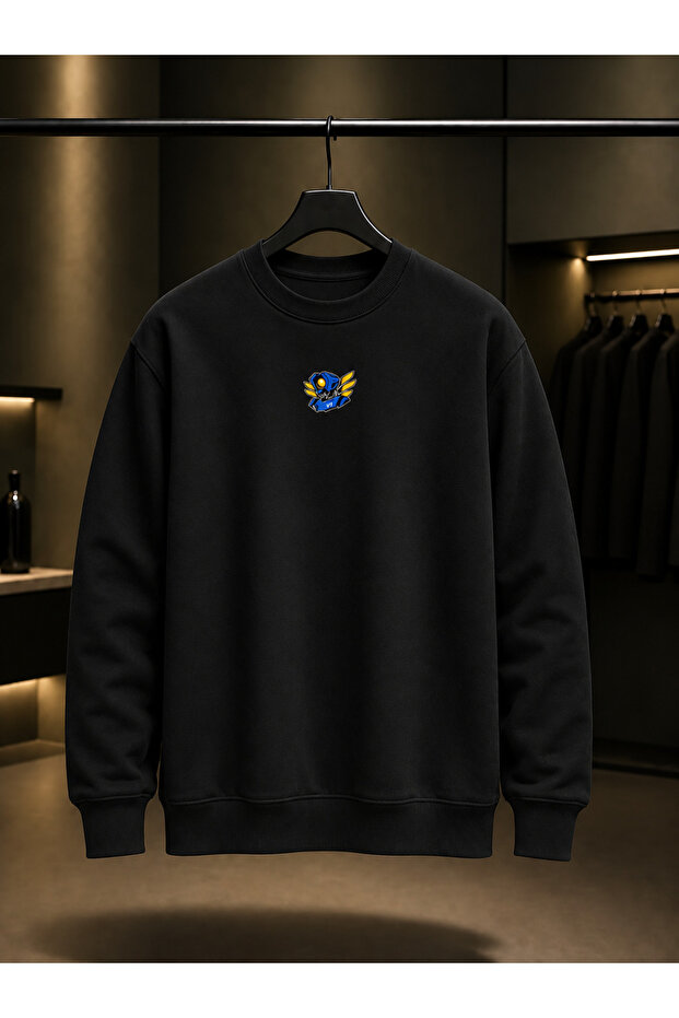 Ultrakill Mini V1 Printed Unisex 100% Cotton Black Crew Neck Sweatshirt