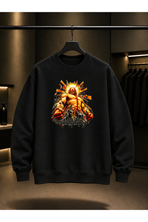 Ultrakill Sisyphus Prime Printed Unisex 100% Cotton Black Crew Neck Sweatshirt