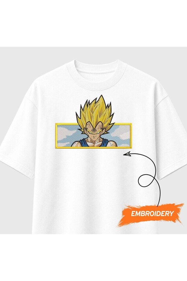 Vegeta Dragon Ball Anime Embroidered T-Shirt Unisex 100% Cotton