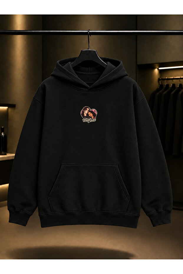 Skins Rich & Grace — Mini Printed Unisex 100% Cotton Black Hooded Sweatshirt