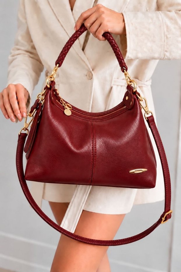 Women's Hand and Shoulder Bag with 2 Main Compartments