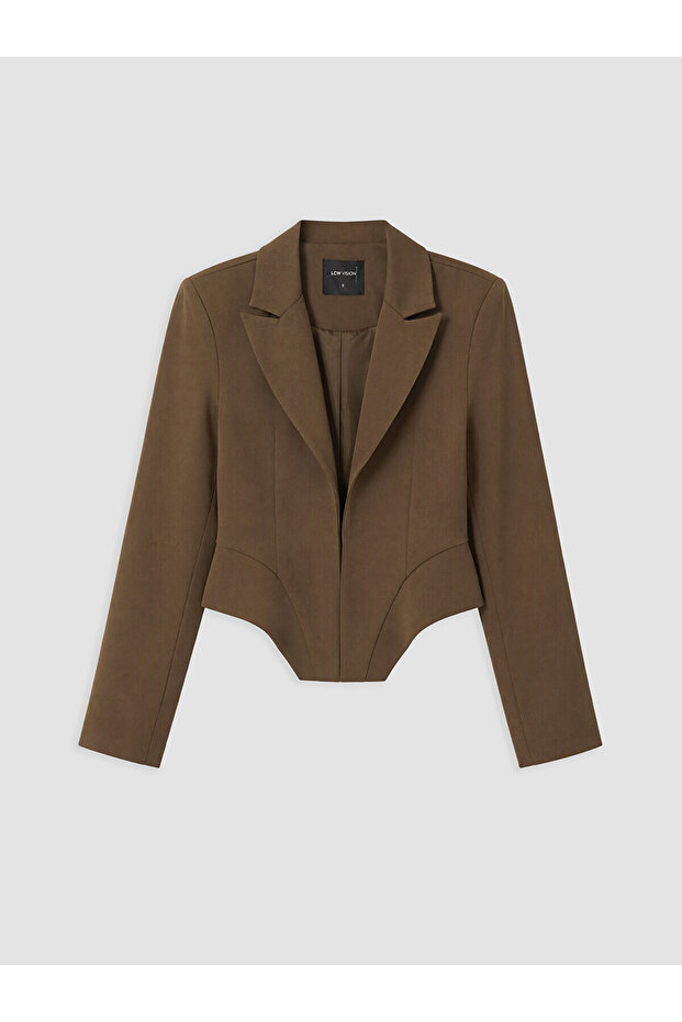 Alita City Lcw Vision Khaki Plain Standard & Regular Women's Blazer Jacket with a Difference