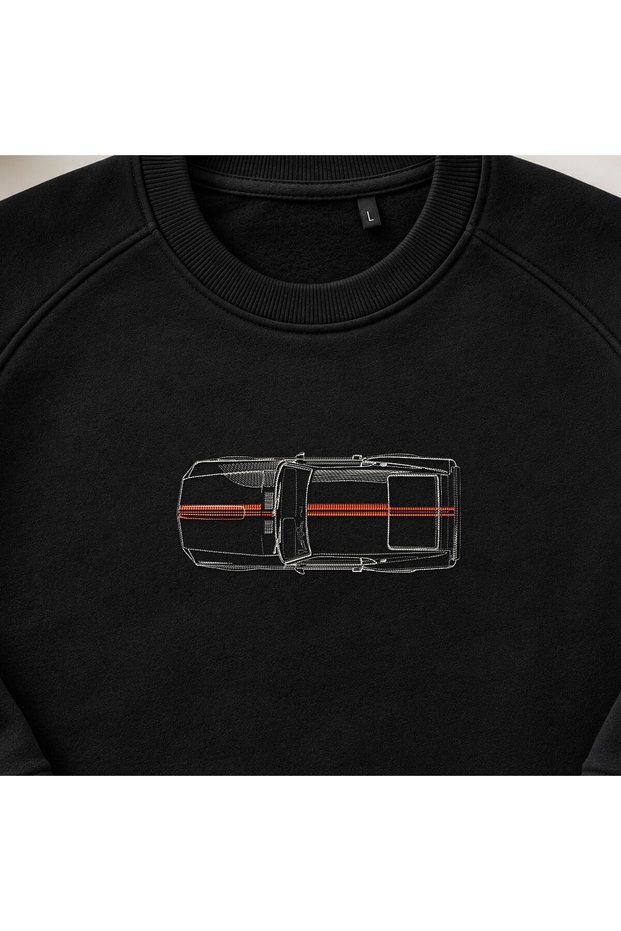 Top View Racing Car Embroidered Crew Neck Sweatshirt Unisex
