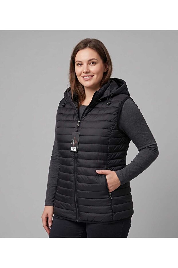 Vestă Damă Plus Size cu Glugă