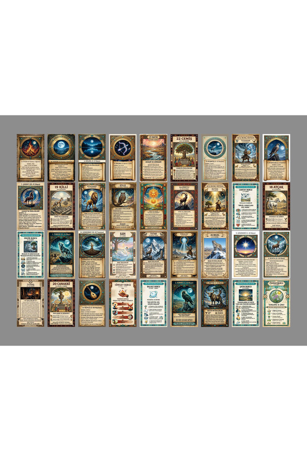 Turkish Mythology Signs of the Zodiac Themed Card Set (10X15 cm 36 Pieces)