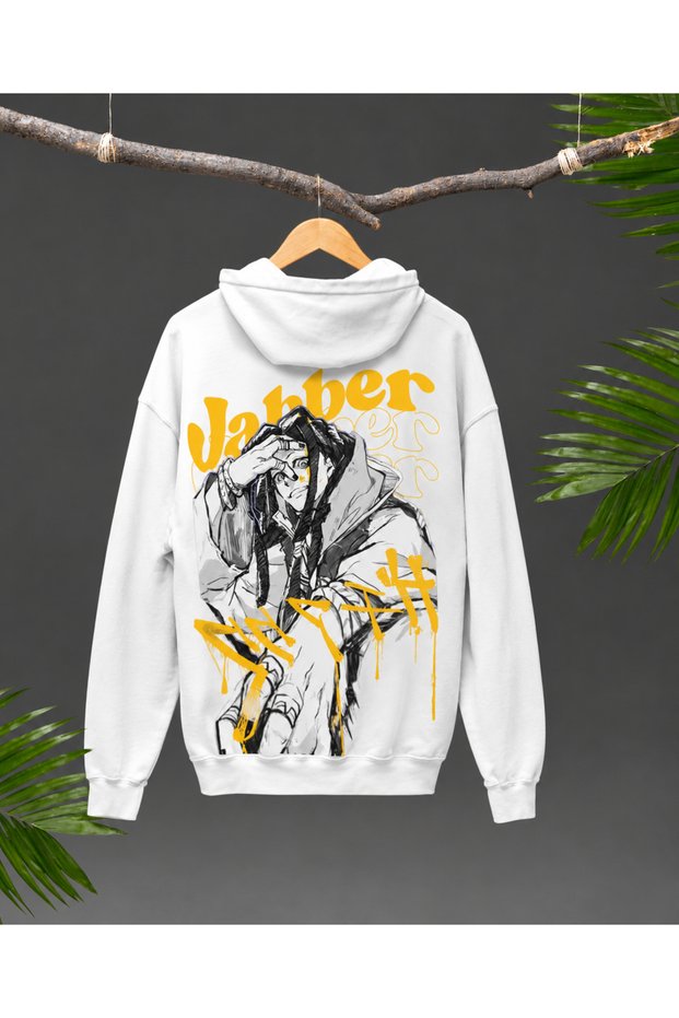 Gachiakuta Jabber Wonger Oversize Hooded Sweatshirt Anime Printed Black White