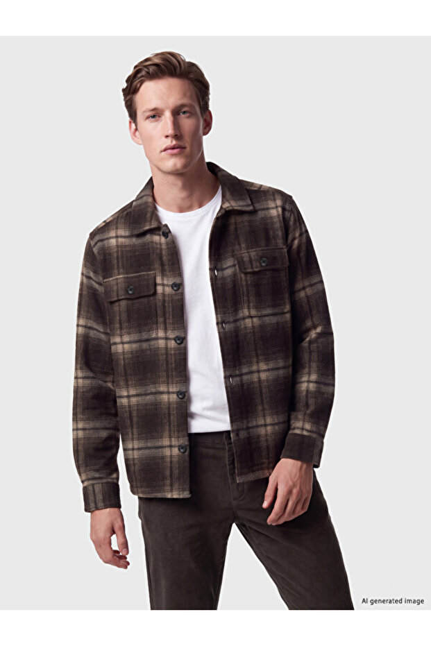 Esvab • Modern & Distinctive Standard Fit Checkered Embroidered Men's Lumberjack Shirt Jacket