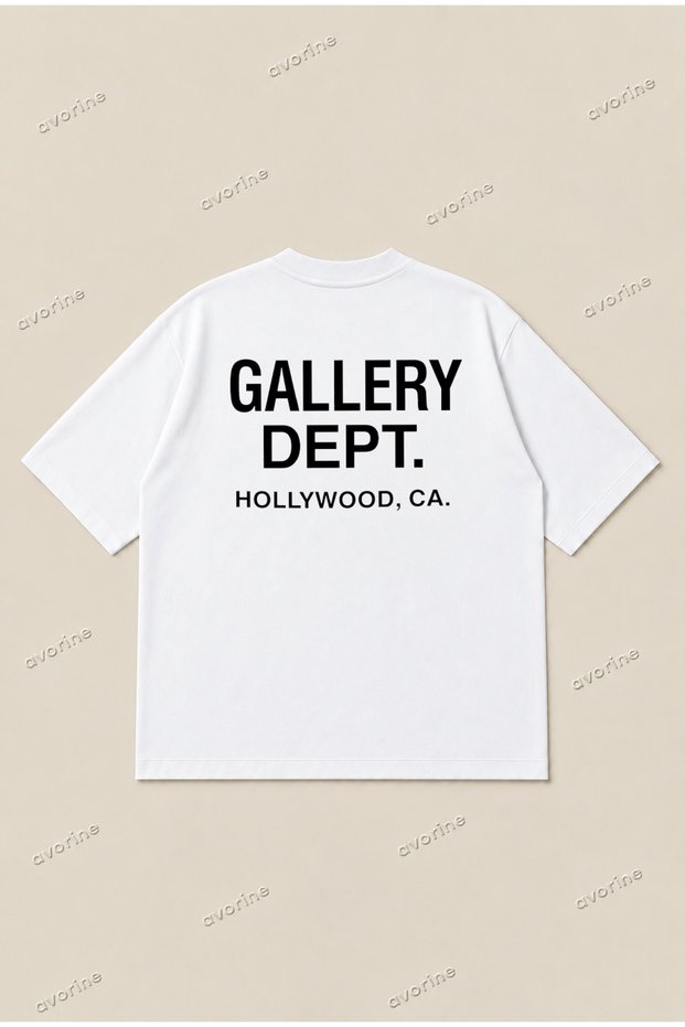 Gallery Dept Hollywood Ca Printed Oversize Unisex Boxy Cut 100% Cotton Breathable Tshirt |   Streetwear