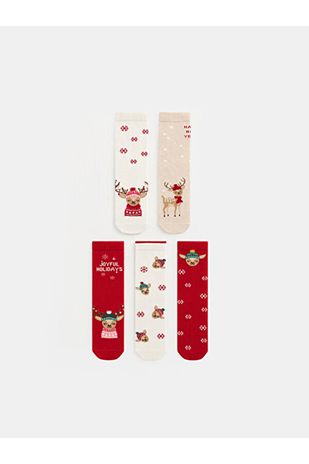 Esvab • Modern & Distinctive 5-Piece New Year's Themed Girls' Socks