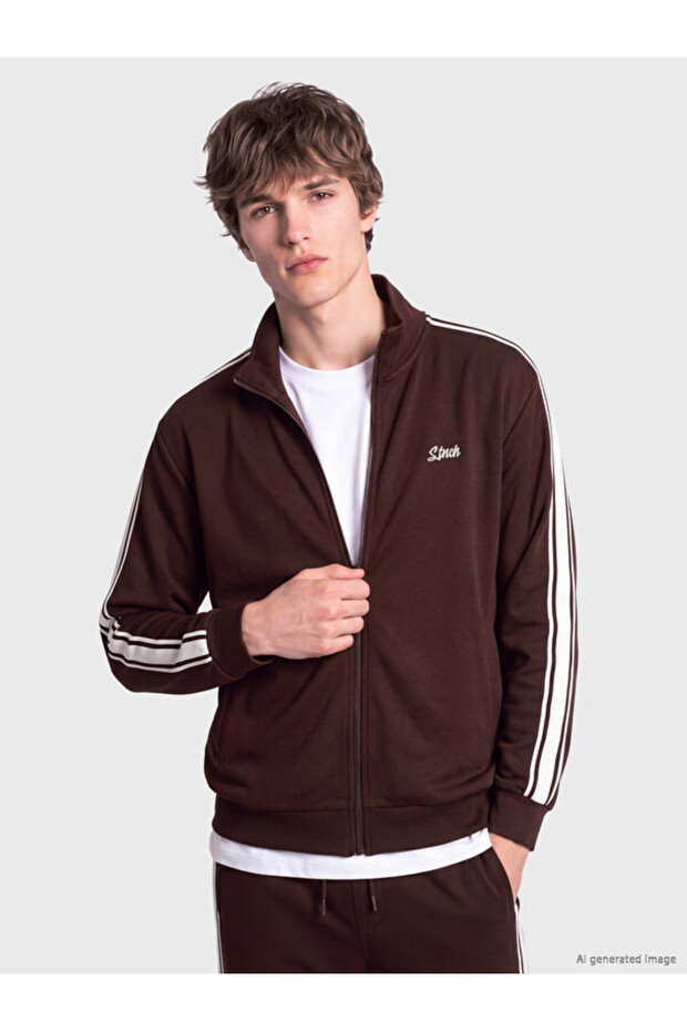 Esvab • Modern & Distinctive Standard Fit Stand Collar Men's Zippered Sweatshirt