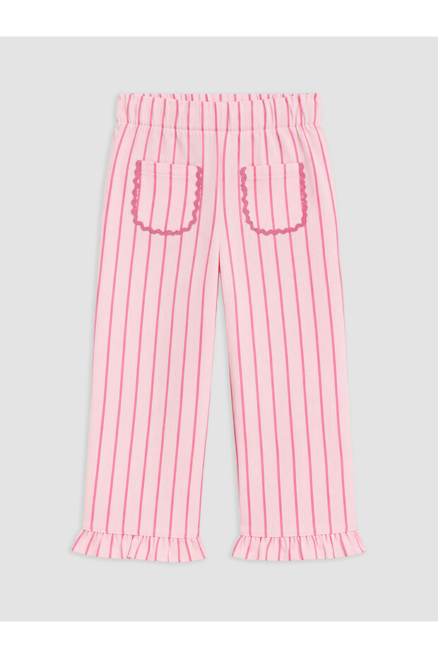 Two Mt Shop Quality Lcw Kids Pink Gabardine Striped Standard & Regular Girls' Trousers