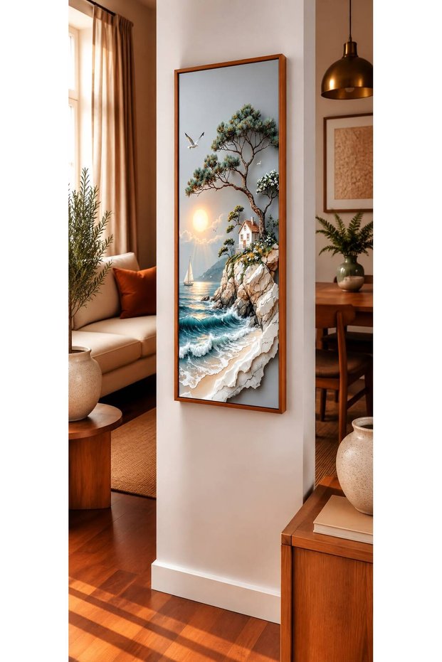 Wooden Framed Panoramic Living Room Hall Table
