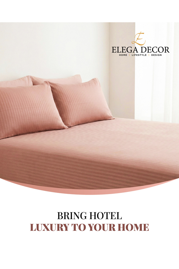 210TC Cotton Satin King Stripes Bed Sheet Set 3PC | Soft Breathable Satin Flat Sheet 274x260 cm | 2 pillowcase 50x75 cm | OEKO-TEX & ECAS Certified
