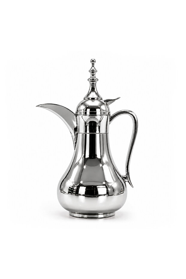 Stainless Steel Vacuum Flask 1L Silver Double Wall Insulated Dallah for Coffee and Tea