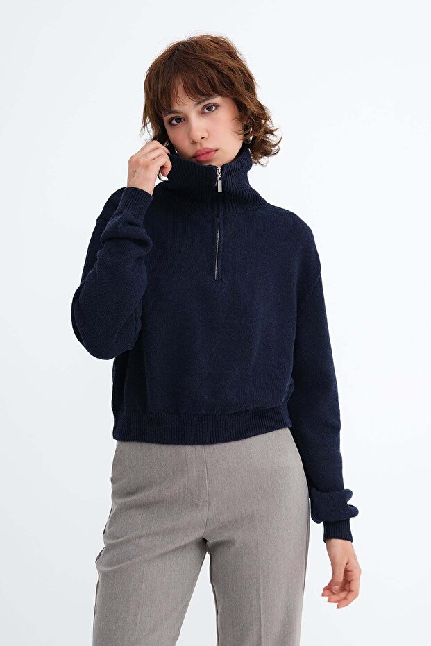 Zippered Knitwear Sweater K10332