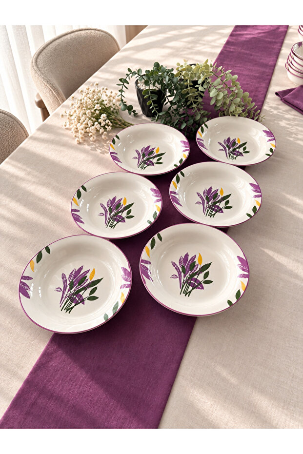 Başak Lila Model 6 Person/Part Modern Dinner Plate