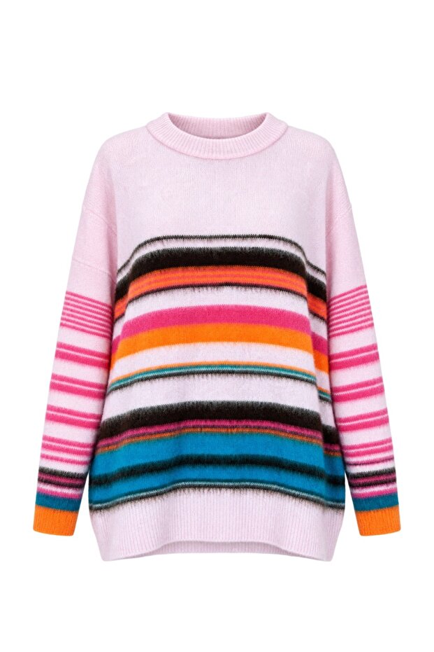 Colorful Striped Oversize Soft Wool Sweater