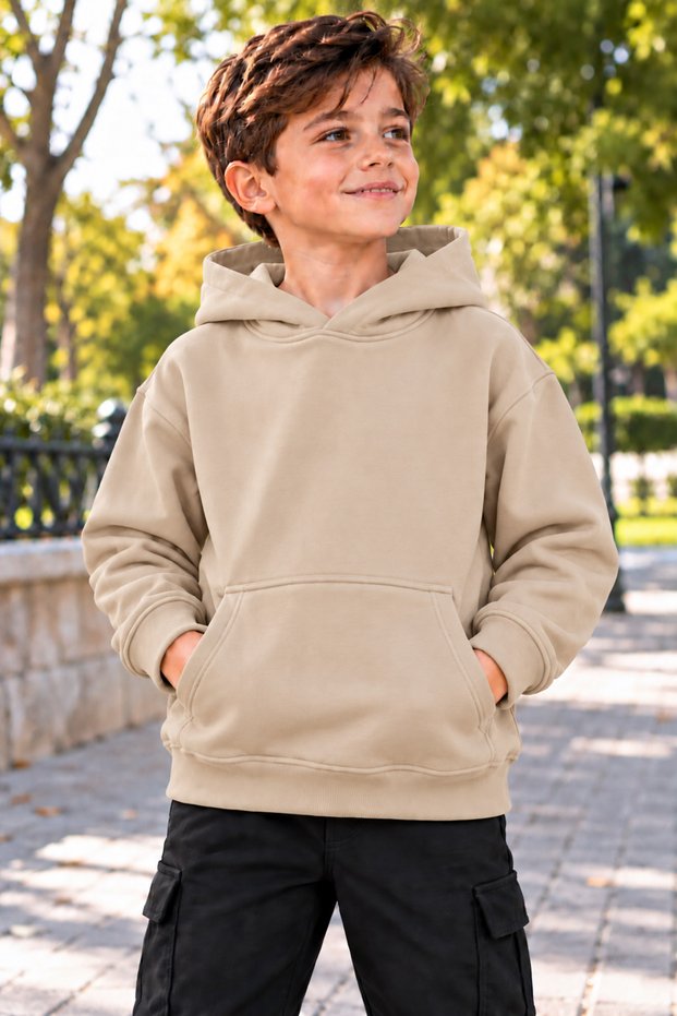Boys' Hooded Oversized Sweatshirt with Kangaroo Pocket