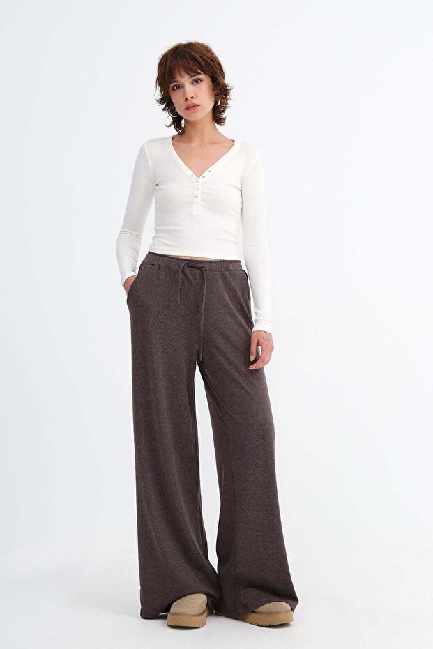 Elastic Waist Wide Leg Trousers Pn19034