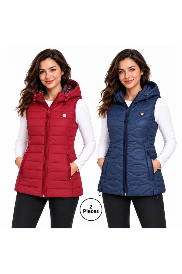 Women's Hooded Quilted Zipper Vest