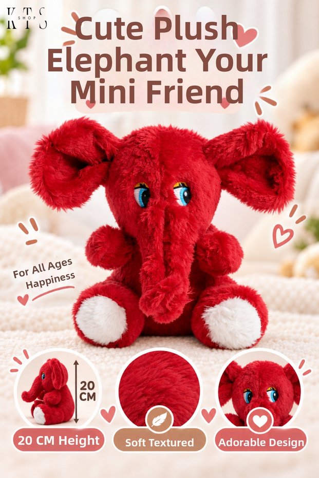 Plush Elephant 20 cm Soft Textured Cute Toy Elephant