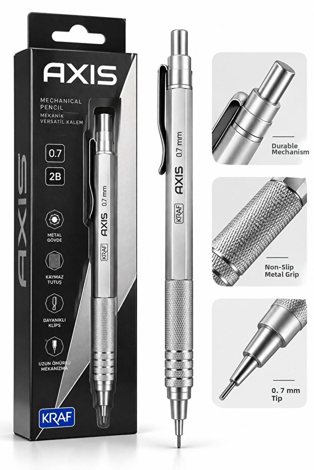 Axis Metal Body 0.7 mm 2B Versatil Tip Pen