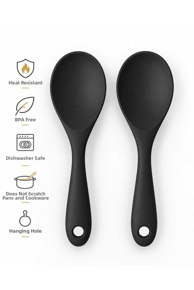 Hard Tip Silicone High Temperature Resistant Fireproof Non-Stick Cooking Spoon (22 cm)