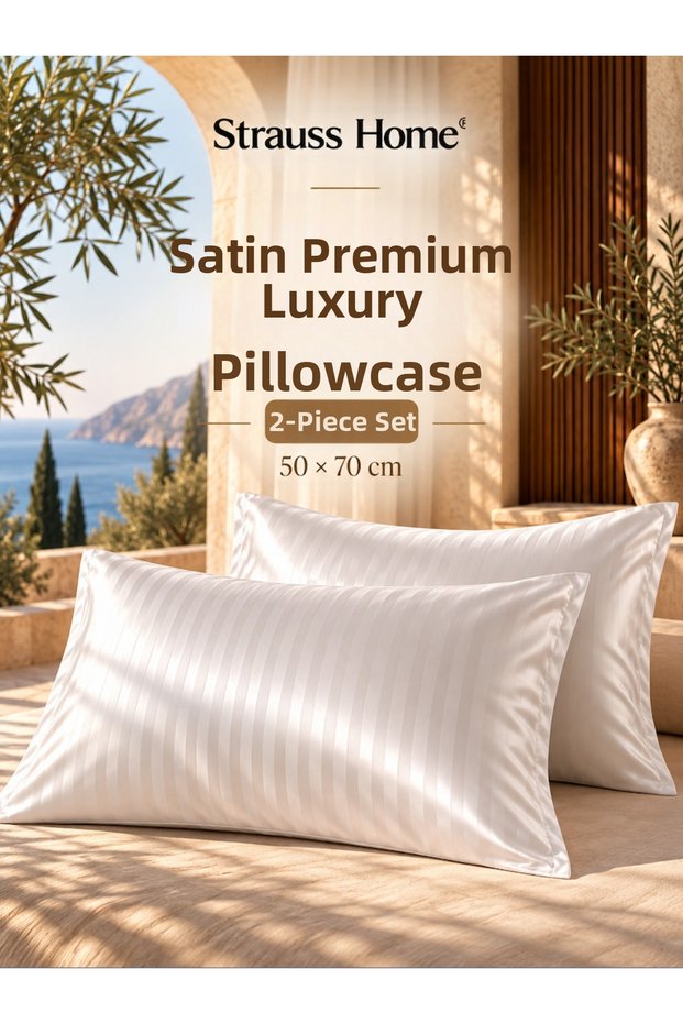 Home Premium Lux Satin Hidden Zipper Pillowcase 50X70 cm Luxury Hotel Type Pillowcase Set of 2 or 4