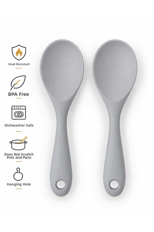 Hard Tip Silicone High Temperature Resistant Fireproof Non-Stick Cooking Spoon (22 cm)