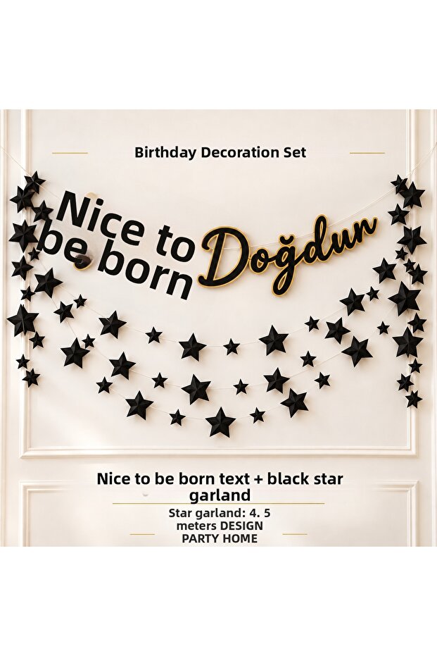 Happy Birthday Banner and Star Pendant Decoration Set – Birthday Party Decoration