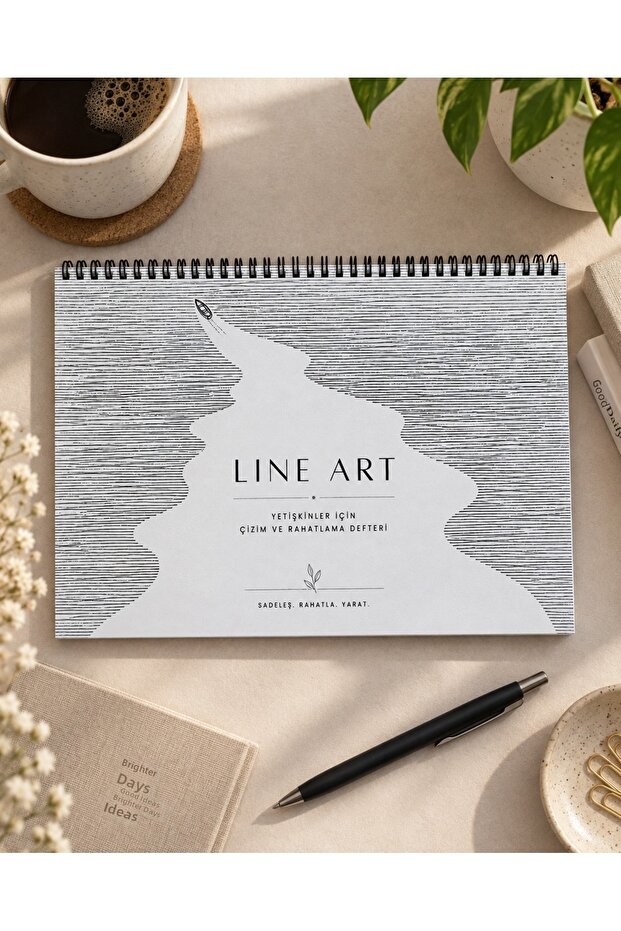 Line Art Drawing Notebook – Relaxing Drawing and Coloring Notebook for Adults A4
