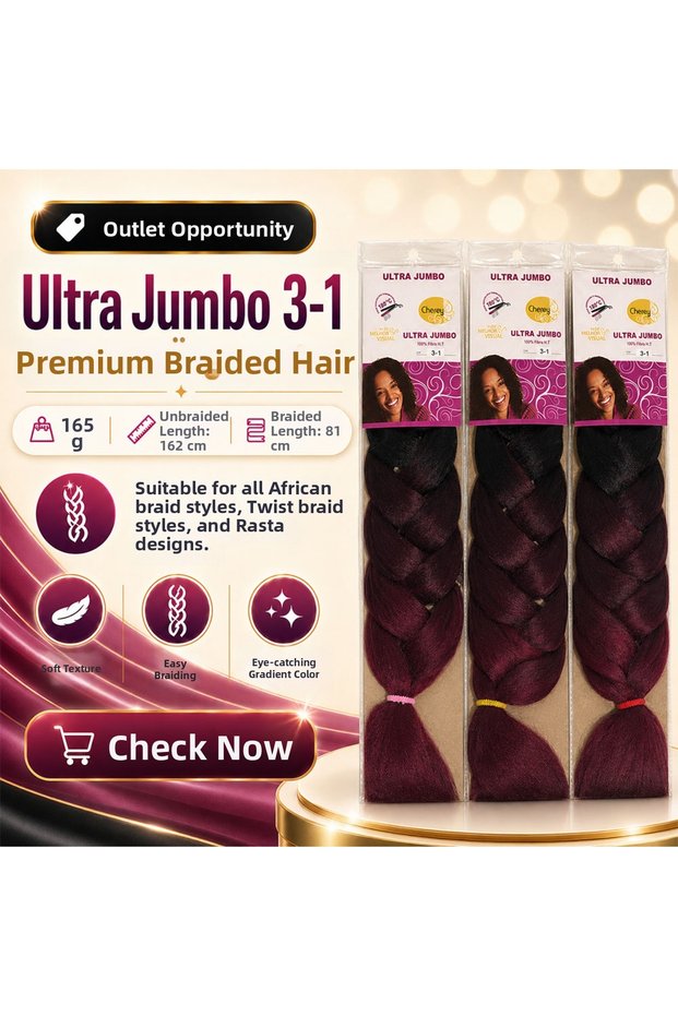 3 Pack - Synthetic Ombre Hair for African Braids and Rasta 3-1