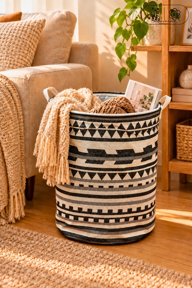 Foldable Canvas Fabric Laundry Basket 35X35X45 cm Toy and Dirty Laundry Basket Home Organizer
