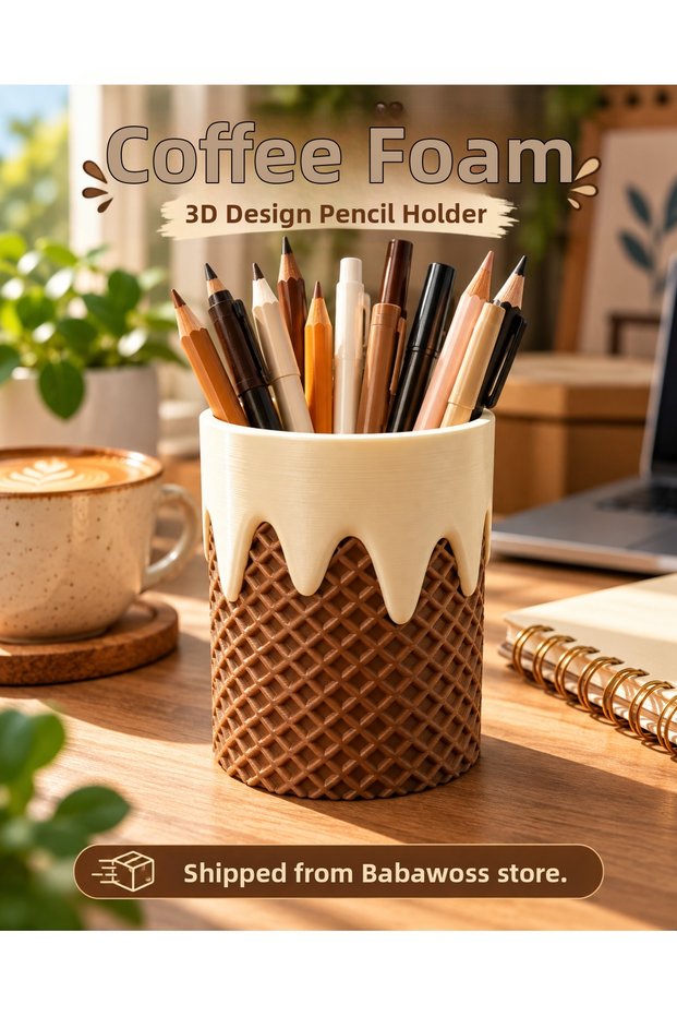 3D Printed Ice Cream Cone Pen Holder |   Desktop Pen Holder |   Decorative Pen Holder |   Children's Room Pen Organizer