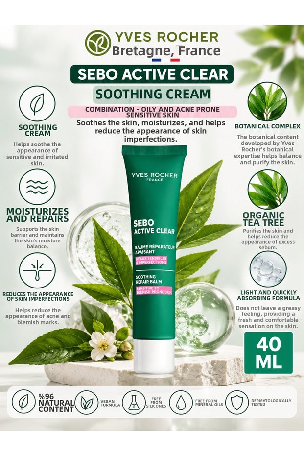 Sebo Active Clear Cream 40 ml – Moisturizing and Balancing Care for Combination and Oily Skin