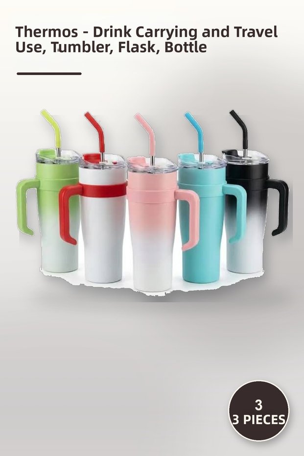 3 Thermos Bottles – for Beverage Transport and Travel Use, Flask, Bottle