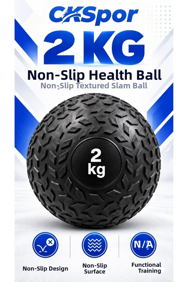 2 kg Non-Springback Health Ball Slam Ball Non-Slip Textured Fitness Exercise Weight Ball