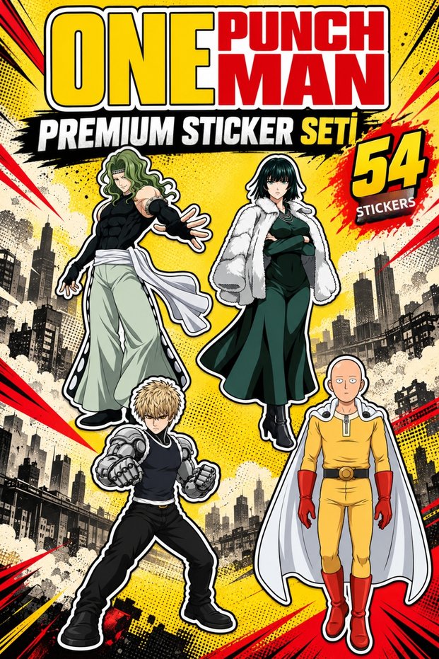 One Punch Man Premium Sticker Set 54 Pieces | Anime Sticker Pack