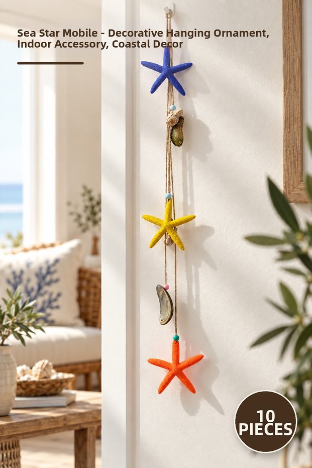 10 Pieces of Starfish Pendulums – Decorative Hanging Ornament, Indoor Accessory, Coastal Decor and Sea Star Mobile