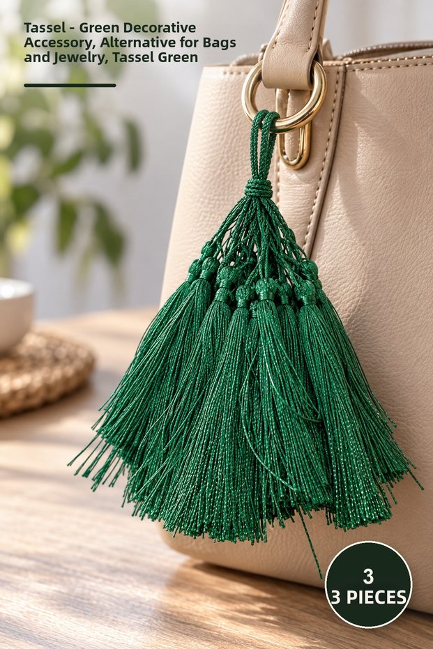 3 Pieces of Tassels – Green Decorative Accessory, Alternative to Bags and Jewelry for Decorative Use, Tassel Green
