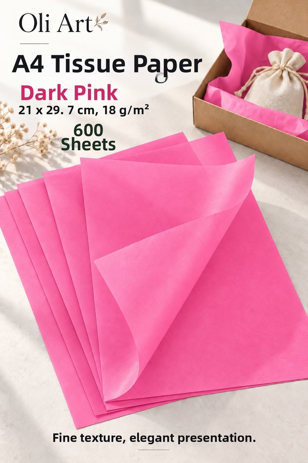A4 Pelur Paper Dark Pink 600 Pieces – Gift Packaging, Box Decoration, and Hobby Paper