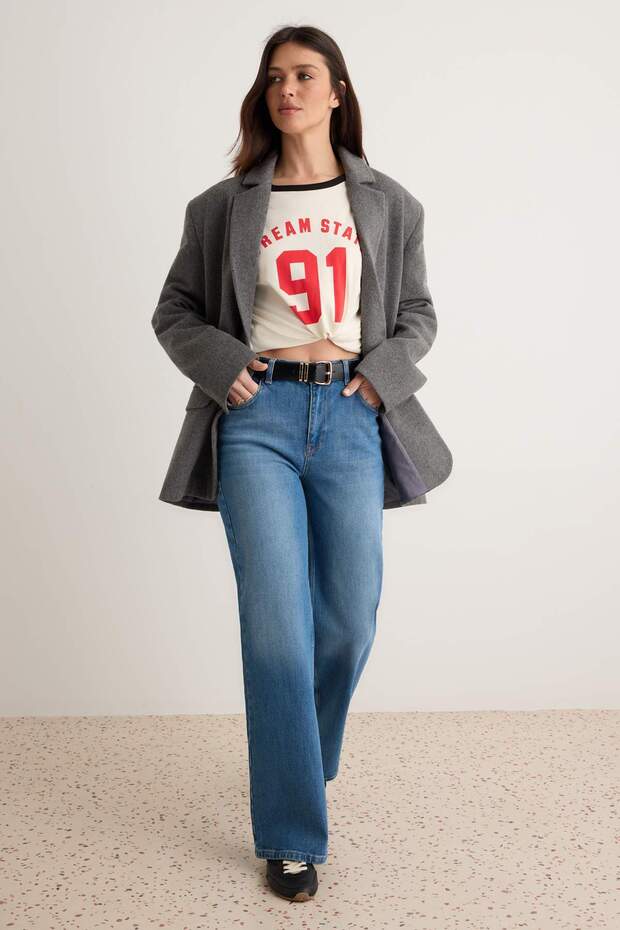 Blue High Waist Wide Leg Jeans Twoaw27Je00324