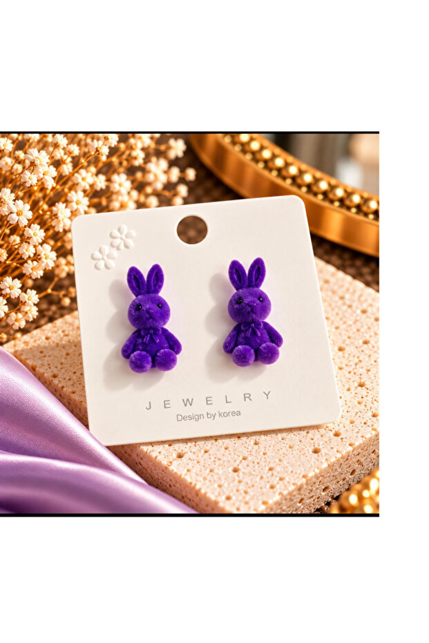 Plush Rabbit Velvet Children's Teen Earrings